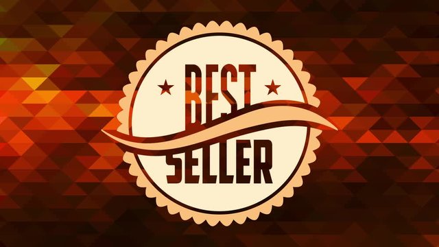 new book advertisement with best seller rounded graphic over mosaic background with pattern of small triangular elements