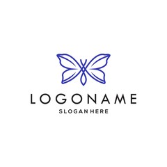 butterfly logo vector minimal icon in line art style