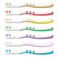 Obraz premium Set of realistic toothbrush isolated on white background. Vector illustration.