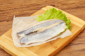 Herring fillet with salad leaves
