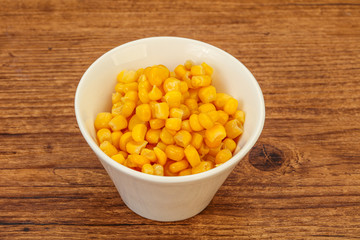 Sweet corn seeds in the bowl