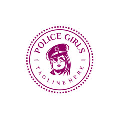 Police woman logo design. Awesome a police woman silhoutte. A police woman logotype.