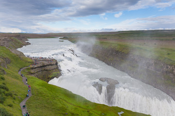 Gullfoss falls in summer season view, Iceland
