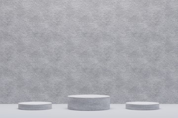 Concrete pedestal for display. Empty product stand with geometrical shape. minimal style. 3d render.