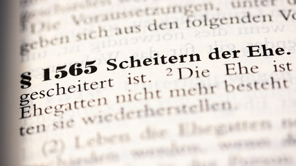 Fototapeta premium Scheitern der Ehe, Ehekrise in § 1565 BGB