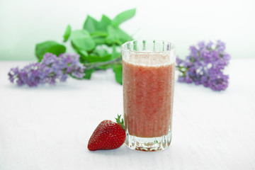 Strawberry banana smoothie with decoration