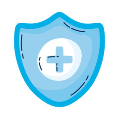 medical cross in shield isolated icon