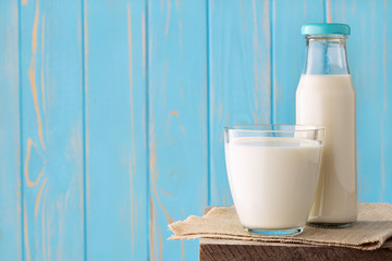 milk in glass and bottle