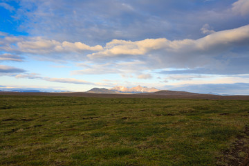 Panorama from Hvitarvatn area, Iceland rural landscape