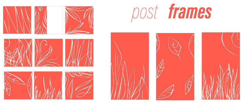 Design backgrounds for social media banner.Set of stories and post frame templates.Mockup for personal blog or shop.Layout for promotion.