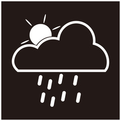 cloud rains and sun icon vector illustration sign with a black background