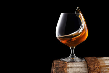 brandy or cognac in glass