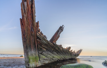 Shipwreck of the fore-and-aft schooner Raketa, built in Rauma, Finland in the post war years for...