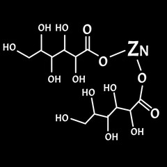 Zinc Gluconate is a molecular chemical formula. Zinc infographics. Vector illustration on isolated background.