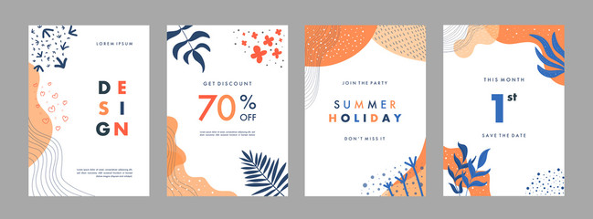 Naklejka premium Set of abstract creative artistic templates. Universal cover Designs for Annual Report, Brochures, Flyers, Presentations, Leaflet, Magazine.