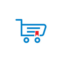 Bookstore shop cart logo icon. Vector illustration. Modern design