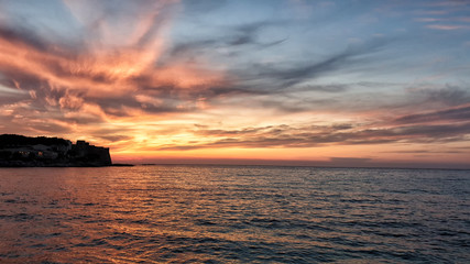 Coucher de soleil de la plage d'Algajola (Corse)