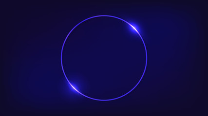 Neon round frame with shining effects