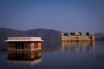 Water Palace (Jal Mahal) in Man Sagar Lake. Jaipur, Rajasthan, India. XVIII century. Jal Mahal...