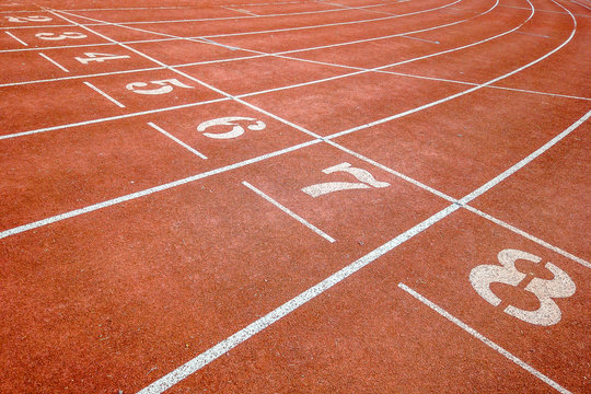 Background of running track surface with track numbers © Salinthip