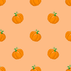 Orange pumpkins seamless pattern background.