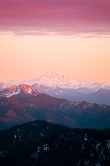 Glacier Peak in Washington State at sunrise from a distance