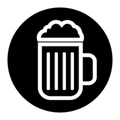 Beer icon vector on black circle. White background