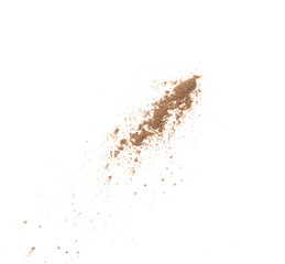 loose cocoa powder isolated on white background