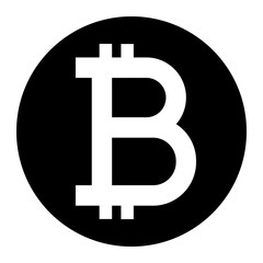 Obraz premium Bitcoin icon vector on blacck circle. White background