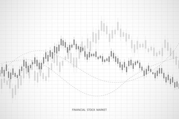Stock market graph or forex trading chart for business and financial concepts, reports and investment on grey background . Vector illustration