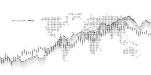 Fototapeta na wymiar Stock market graph or forex trading chart for business and financial concepts, reports and investment on grey background . Vector illustration