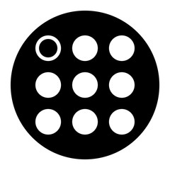 Menu icon, vector on black circle. White background