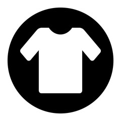 T-shirt icon vector on black circle. White background