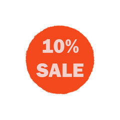 Orange circle icon 10 percent discount, sale, badges, symbols, emblems, sale of goods, vector illustration
