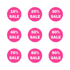 set of red discount stickers, sale, discounts vector collection,
