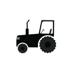 black and white tractor, company icon, agribusiness vector illustration
