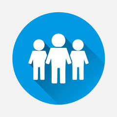 Vector people icon. Crowd icon on blue background. Flat image with long shadow.