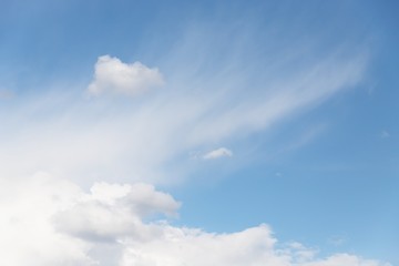 Light blue soft sky with delicate white clouds