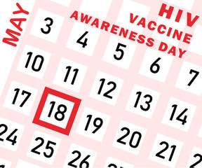 Vector illustration on a transparent background on World AIDS and HIV Vaccine Day, also known as HIV Vaccine Awareness Day, is celebrated annually on May 18. Calendar date
