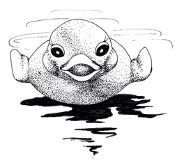 Rubber Duck pointillism on white background 