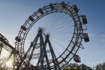 Historic Vienna Ferris Wheel in prater park, Vienna, Austria