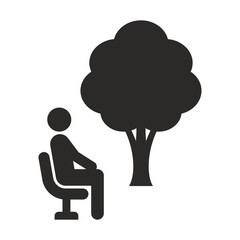 Public park icon. Man sitting on a park bench. Vector icon isolated on white background.