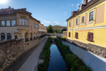 Eger creek in Eger, Hungary on a sunny spring afternoon.