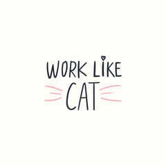 Cat. Animal character. Work at home, coworking space, concept vector illustration. For poster design, kids print, greeting card, social media post, cards, textile. Scandinavian style.