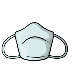 Medical mask. Protection from disease. Cartoon flat illustration. Blue Doctor's clothes