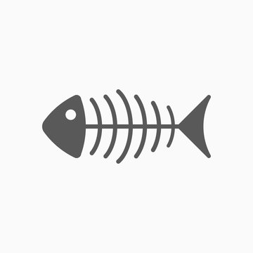 fish bone icon, fish dead vector