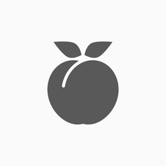 peach icon, fruit vector illustration