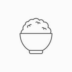 rice bowl icon, food vector
