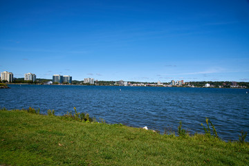 Obraz premium view of the river in the city
