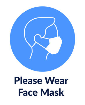 Simple Poster Poster With Man In Mask Says Please Wear Face Mask.